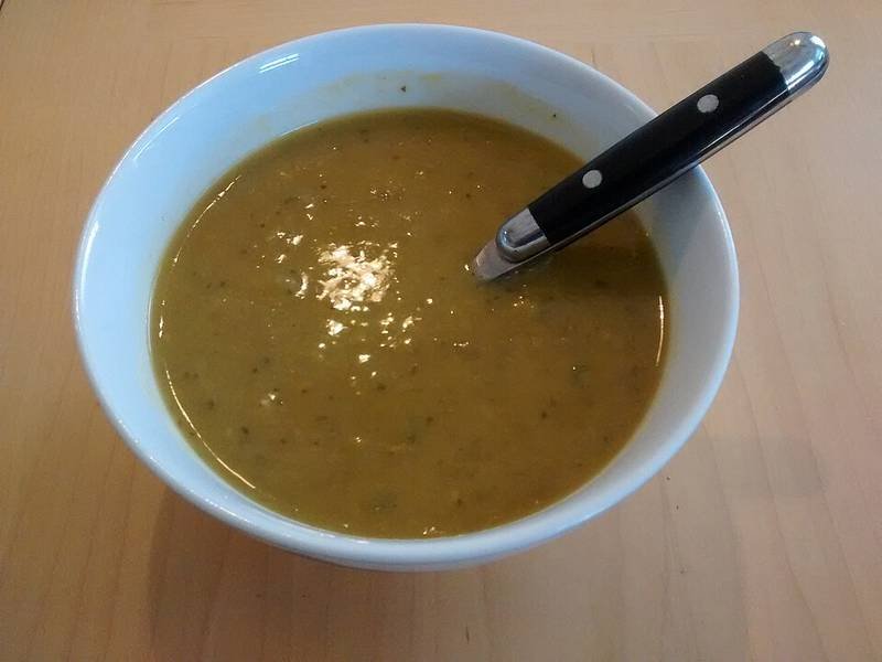 Split Pea and Ham Soup — American lunch recipe, served and ready to eat