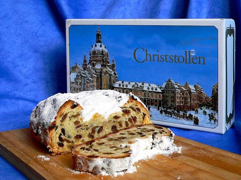 Christstollen — German holiday specials recipe, served and ready to eat