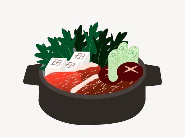 Ingredients and preparation for sukiyaki
