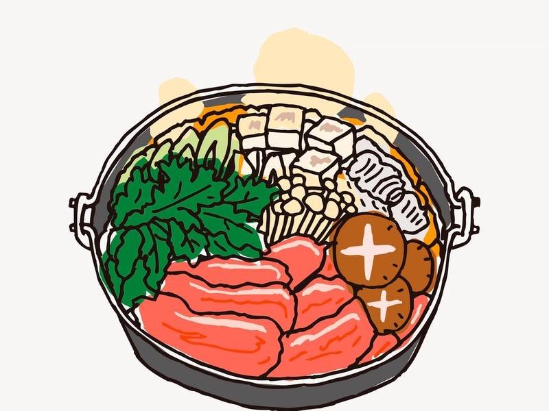 Sukiyaki — Japanese dinner recipe, served and ready to eat