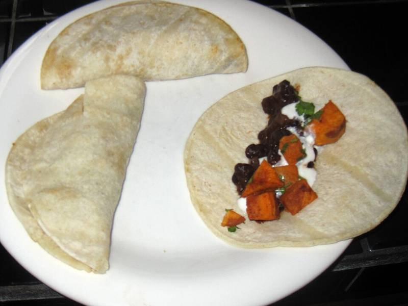 Sweet Potato and Black Bean Tacos — Mexican healthy recipe, served and ready to eat