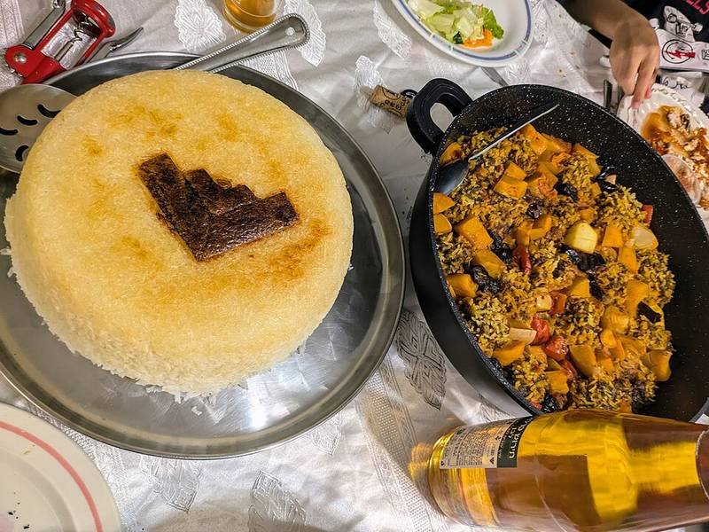 Tahdig — Persian dinner recipe, served and ready to eat