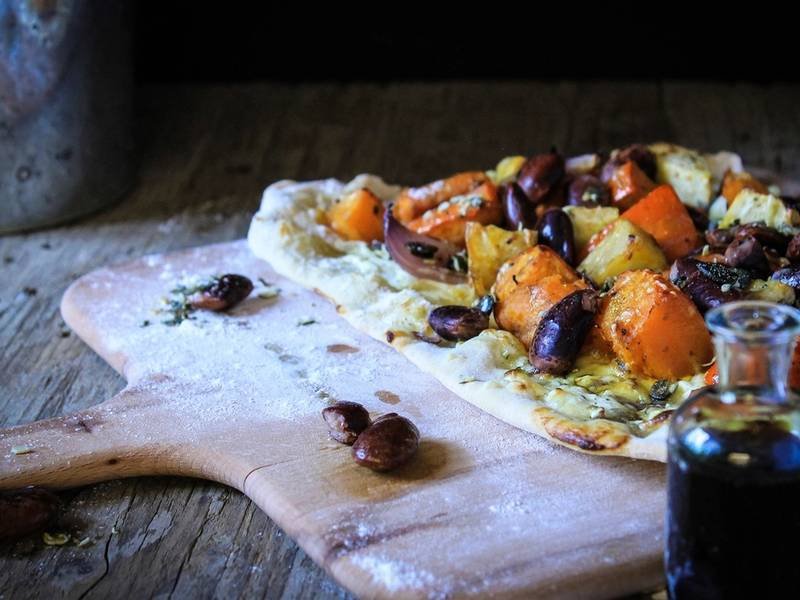 Tarte Flambée — French dinner recipe, served and ready to eat
