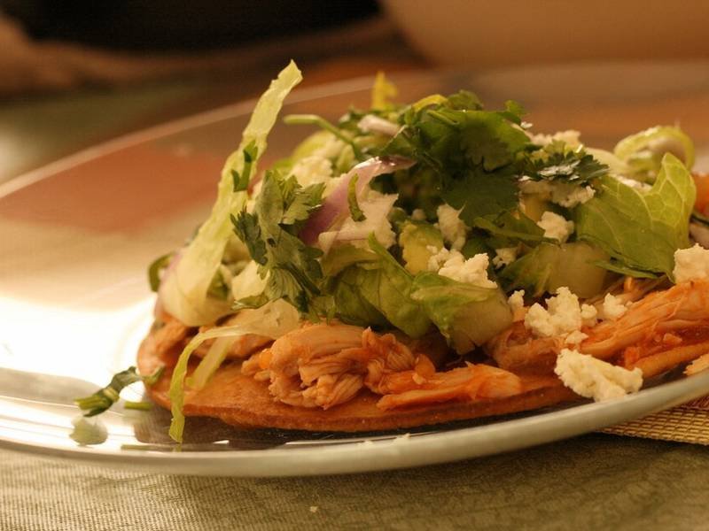 Tinga Tostadas — Mexican lunch recipe, served and ready to eat