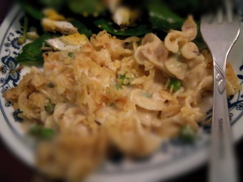 Tuna Casserole with Peas, an American dinner recipe — tuna noodle casserole