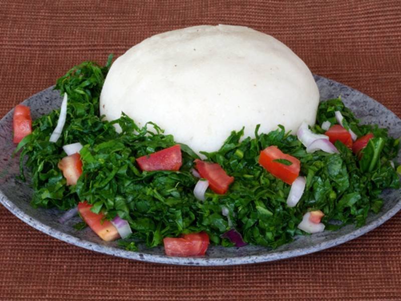 Ugali and Sukuma Wiki — Kenyan dinner recipe, served and ready to eat